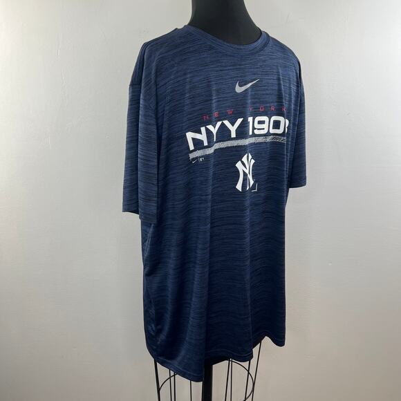 NIKE New York Yankees Navy Blue Tee Top Short Sleeves Crew DriFit Size XL - Picture 3 of 7